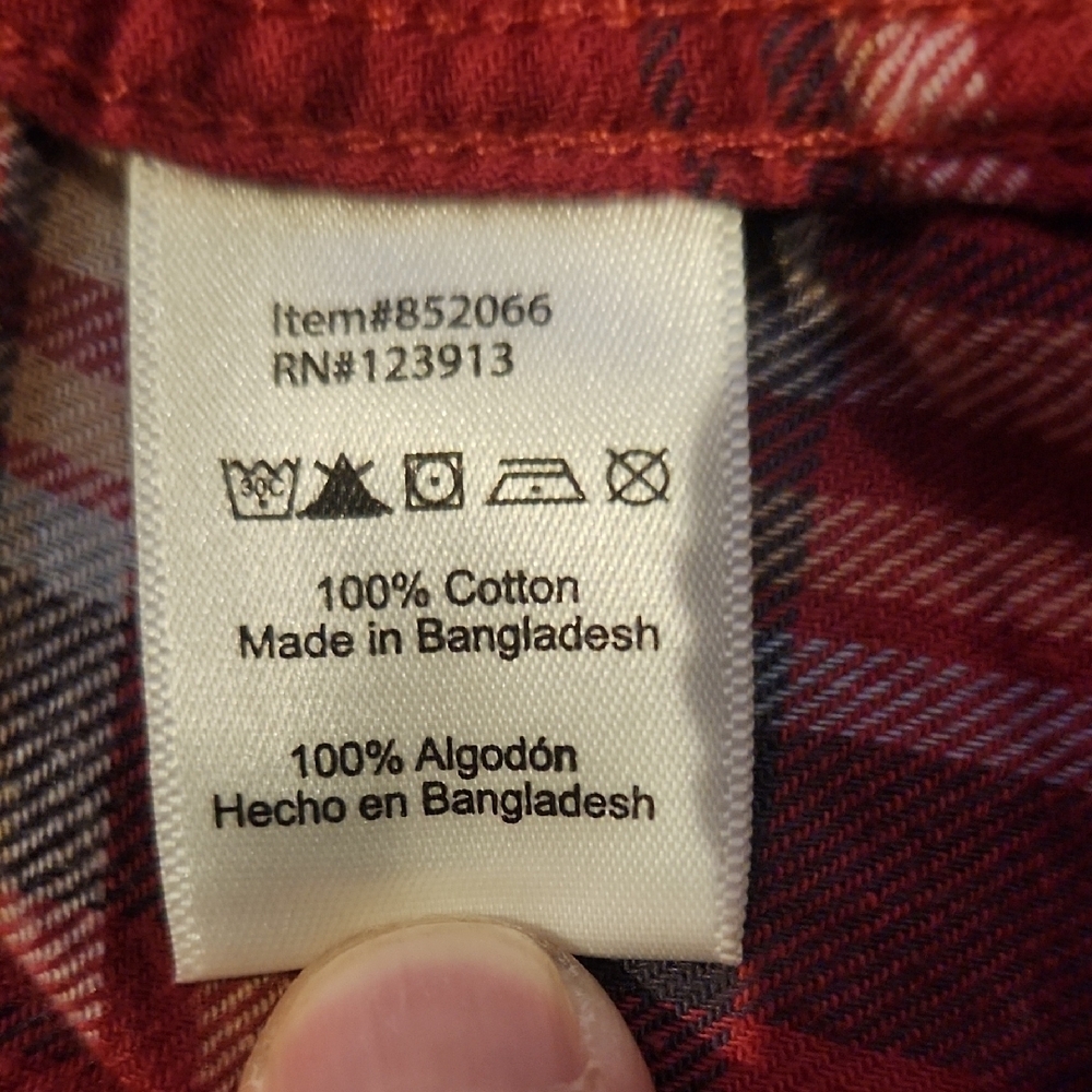3/$20 Women's Jacks Girlfriend Red Plaid Button Down Shirt - Picture 6 of 7
